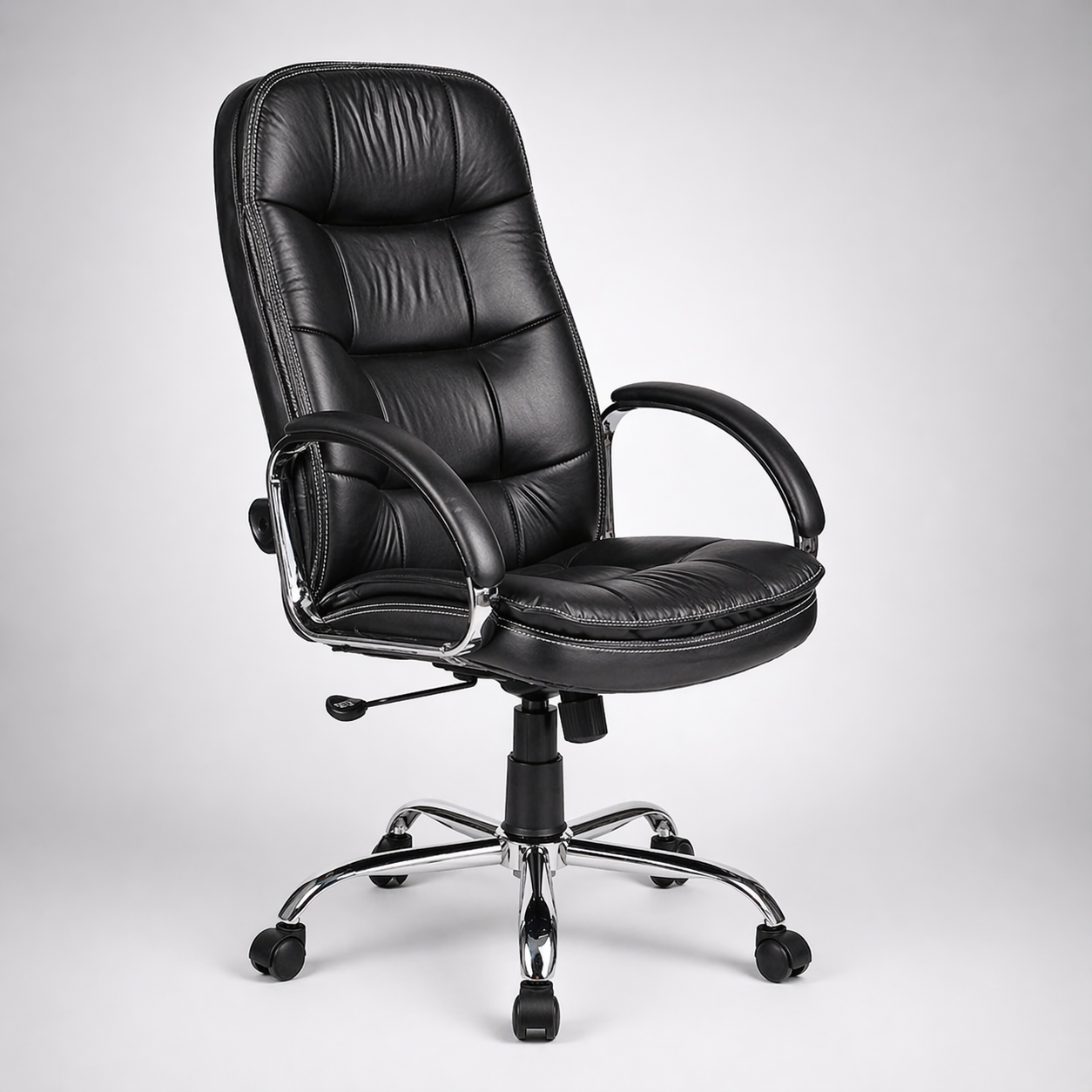 Executive High Back Ergonomic Office Chair with Cushioned Leatherette Upholstery, Tilt Mechanism, Adjustable Height, Padded Armrests & Chrome Base for Office