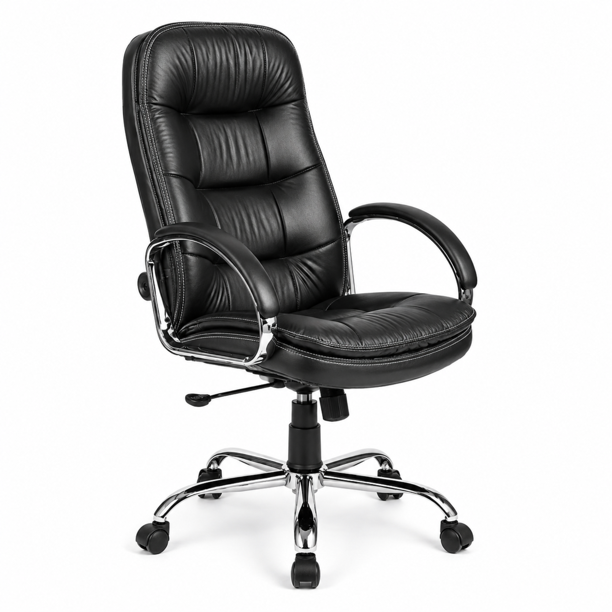 Executive High Back Ergonomic Office Chair with Cushioned Leatherette Upholstery, Tilt Mechanism, Adjustable Height, Padded Armrests & Chrome Base for Office