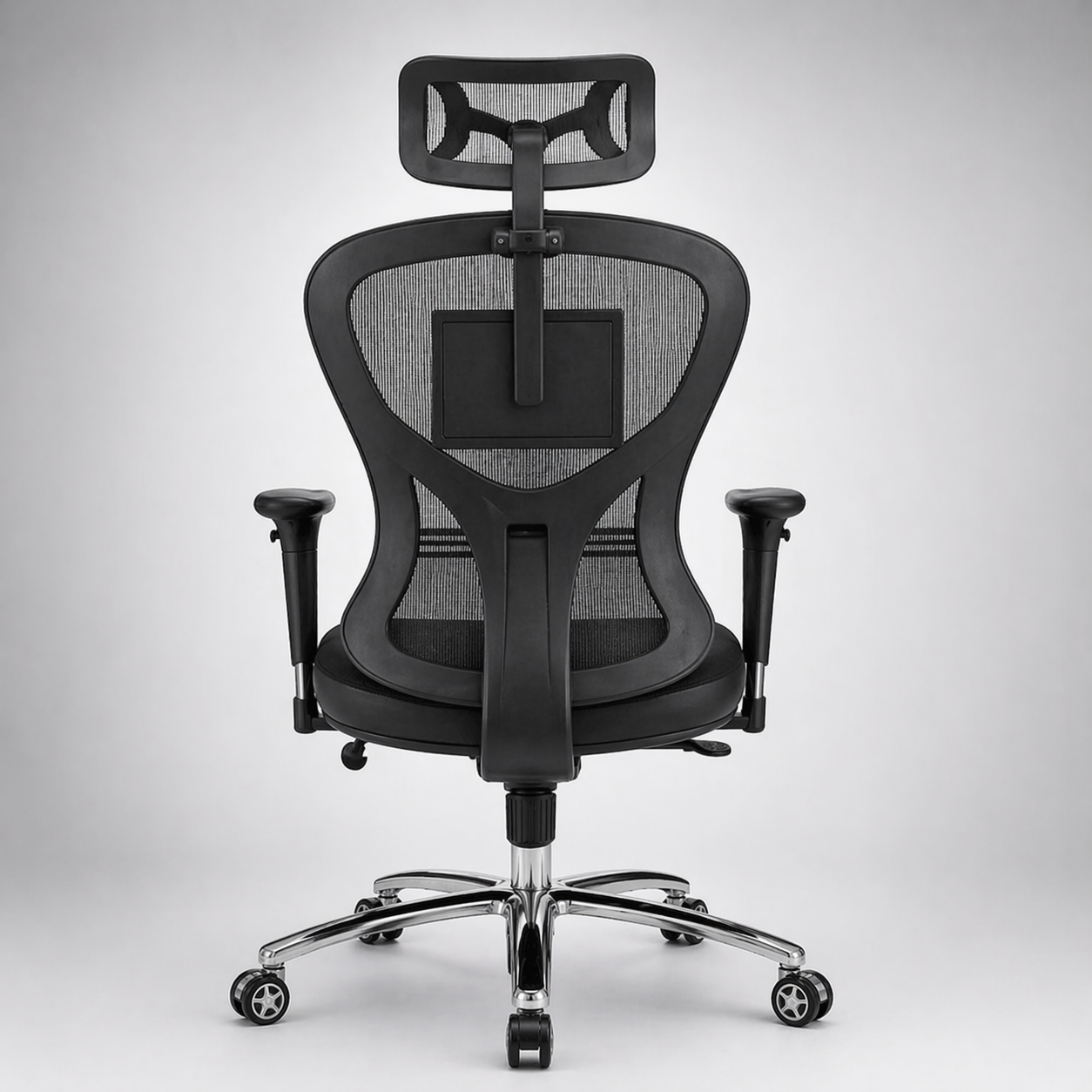 Executive Office Chair with High Back Support, Breathable Mesh, Fabric Cushioned Seat, Adjustable Headrest, Tilt Mechanism & Chrome Base for Office