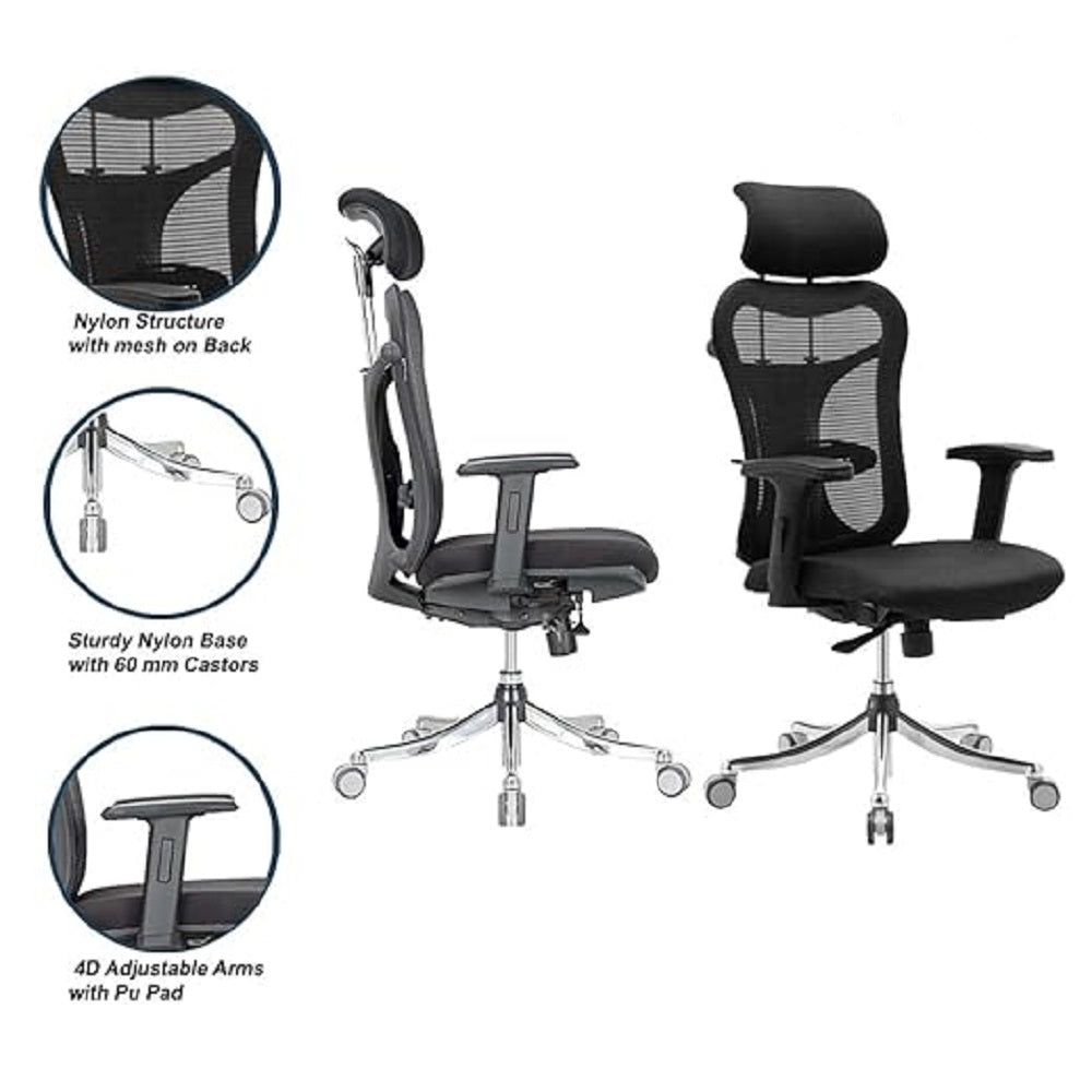 क्रोम बेस के साथ हाई बैक डायरेक्टर ऑफिस चेयर