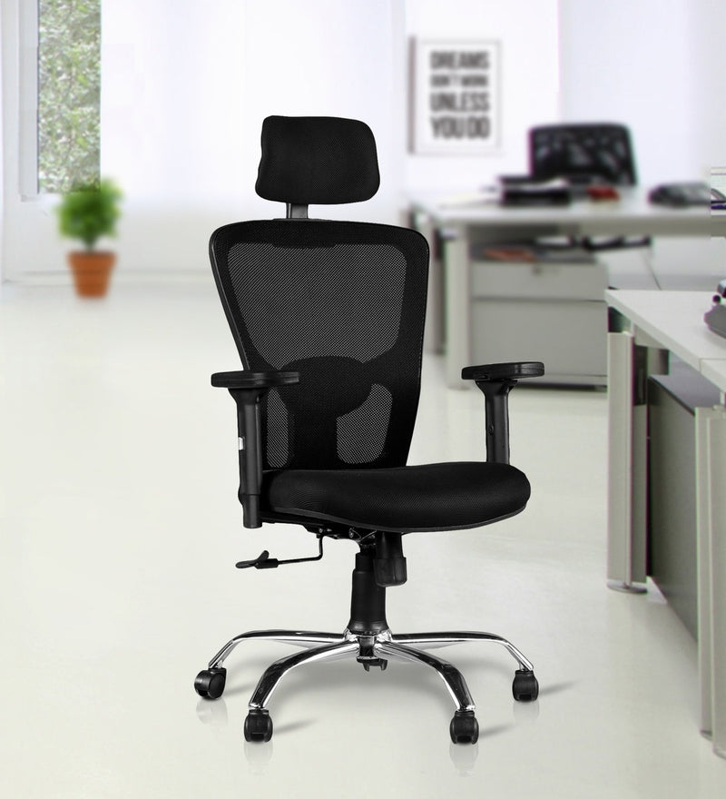 High Back Office Chair with Chrome Base with Adjustable Arm