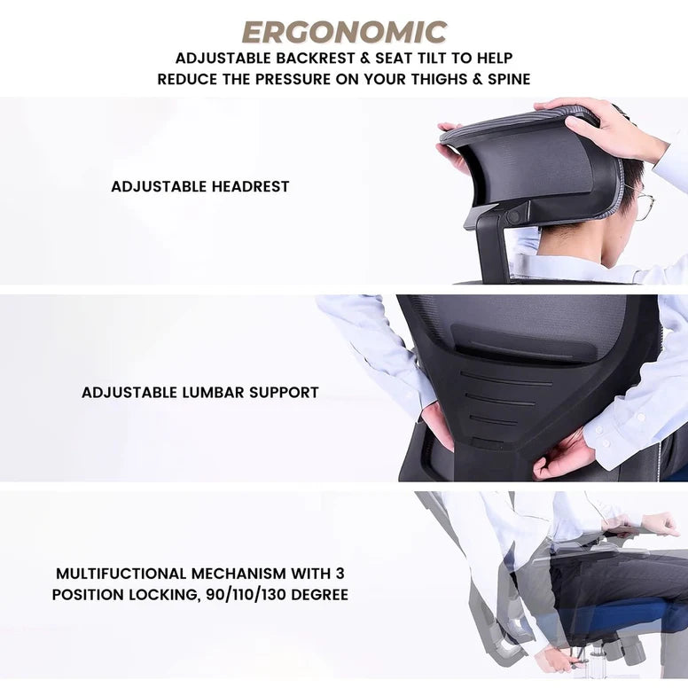 नायलॉन बेस वाली ऊँची पीठ वाली ऑफिस कुर्सी