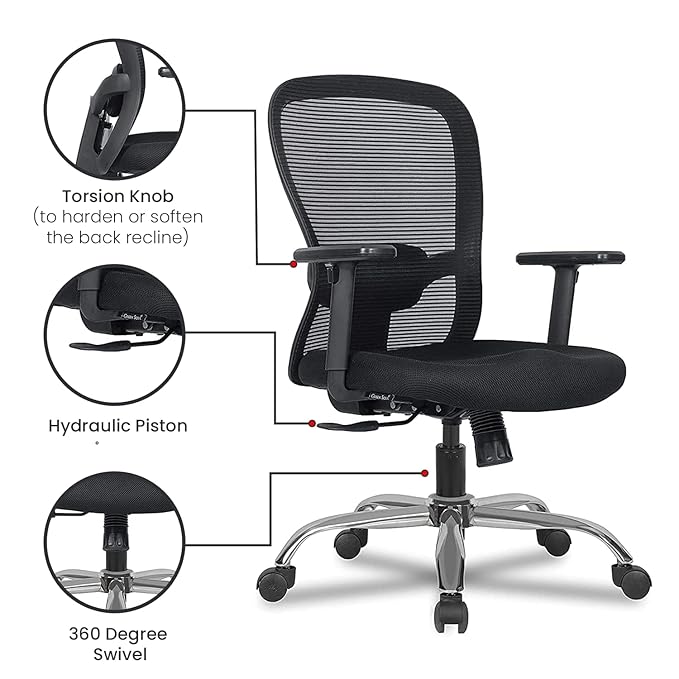 क्रोम बेस वाली मध्यम पीठ वाली कार्यकारी कुर्सी