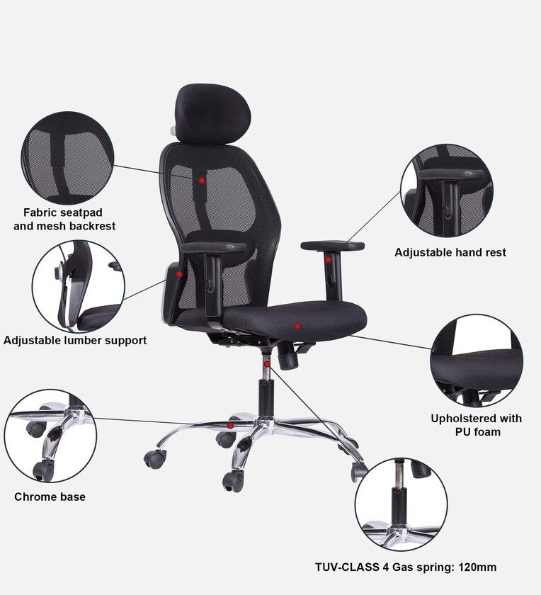 Ergonomic High Back Office Chair with Adjustable Height, Mesh Back, Lumbar Support, Armrest & Tilt Lock – Comfortable Swivel & ExecutiveChair for Home & Office Work