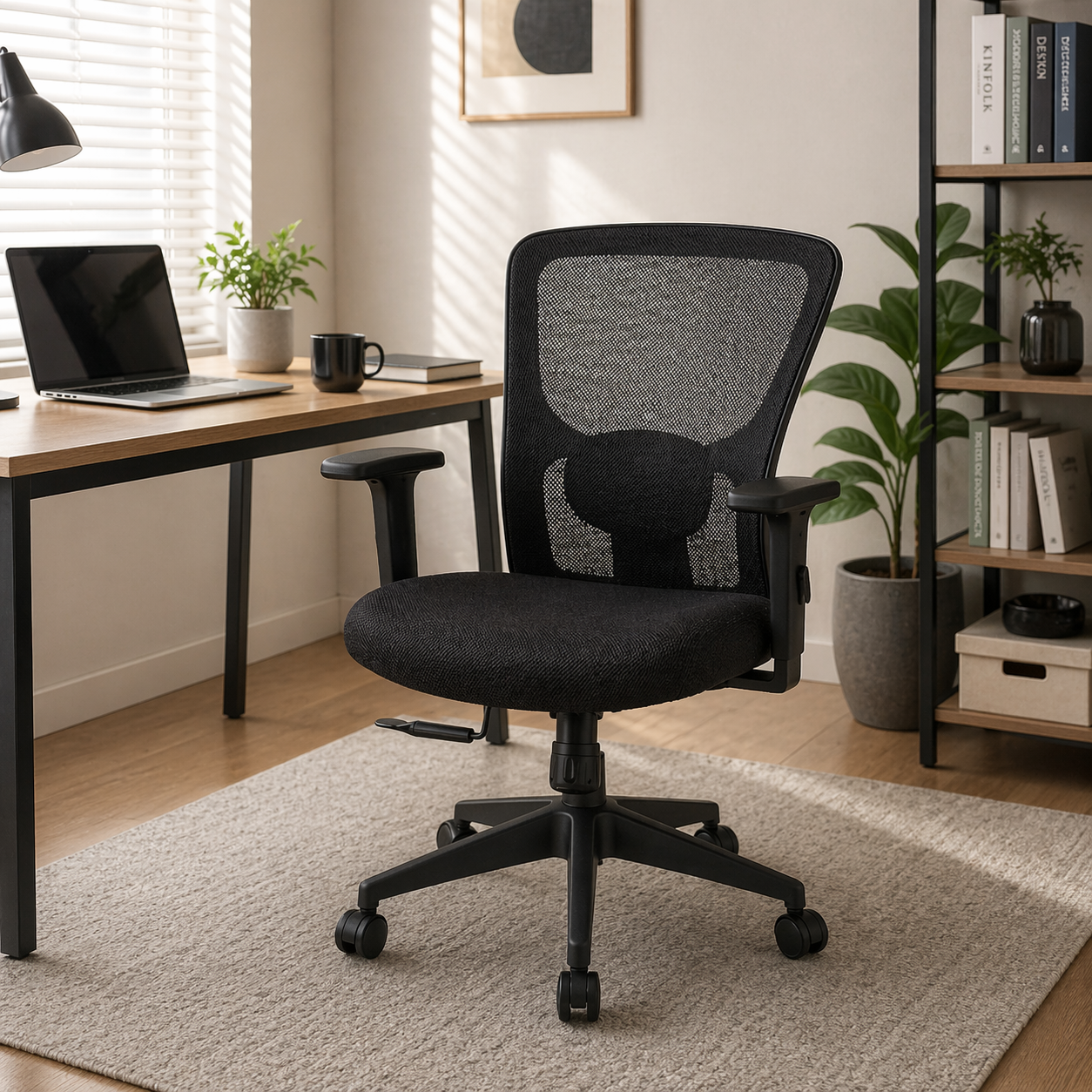 Ergonomic Office Chair with Lumbar Support, Adjustable Height, Swivel Base, Breathable Mesh Backrest and Modern Workstation Chair