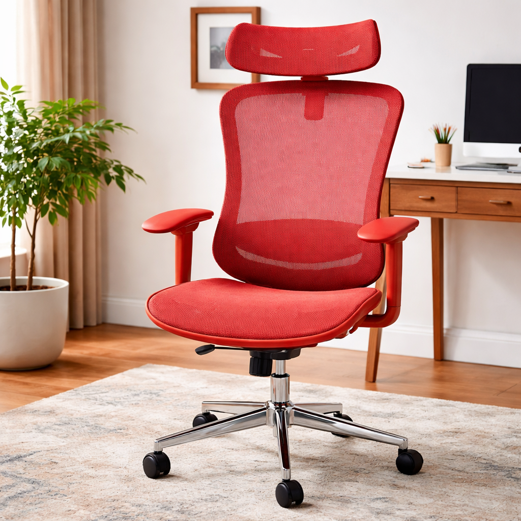 Ergonomic Mesh Office Chair with Adjustable Headrest, Lumbar Support, Breathable Mesh Back, Padded Seat, Chrome Base and Smooth Castors