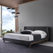 सुरुचिपूर्ण आधुनिक किंग साइज़ बेड - प्रीमियम डिज़ाइन में टिकाऊ ठोस लकड़ी के साथ असबाबवाला आराम