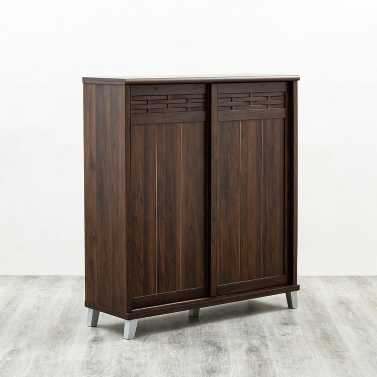 Shoe Cabinet, Storage, Sliding shutter with Prelaminated MDF Board and Metal Legs Base -