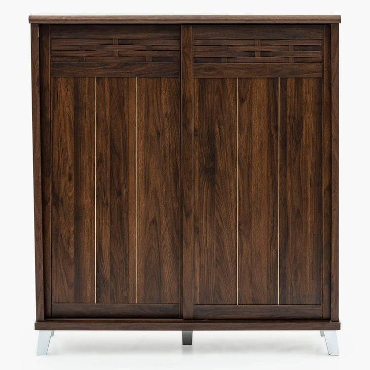 Shoe Cabinet, Storage, Sliding shutter with Prelaminated MDF Board and Metal Legs Base -