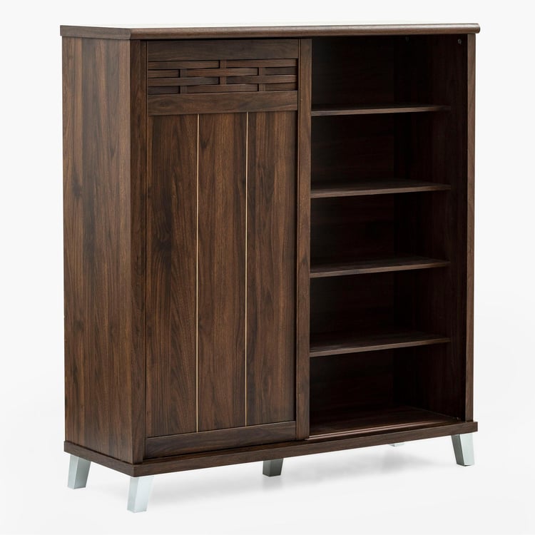 Shoe Cabinet, Storage, Sliding shutter with Prelaminated MDF Board and Metal Legs Base -