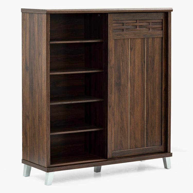 Shoe Cabinet, Storage, Sliding shutter with Prelaminated MDF Board and Metal Legs Base -