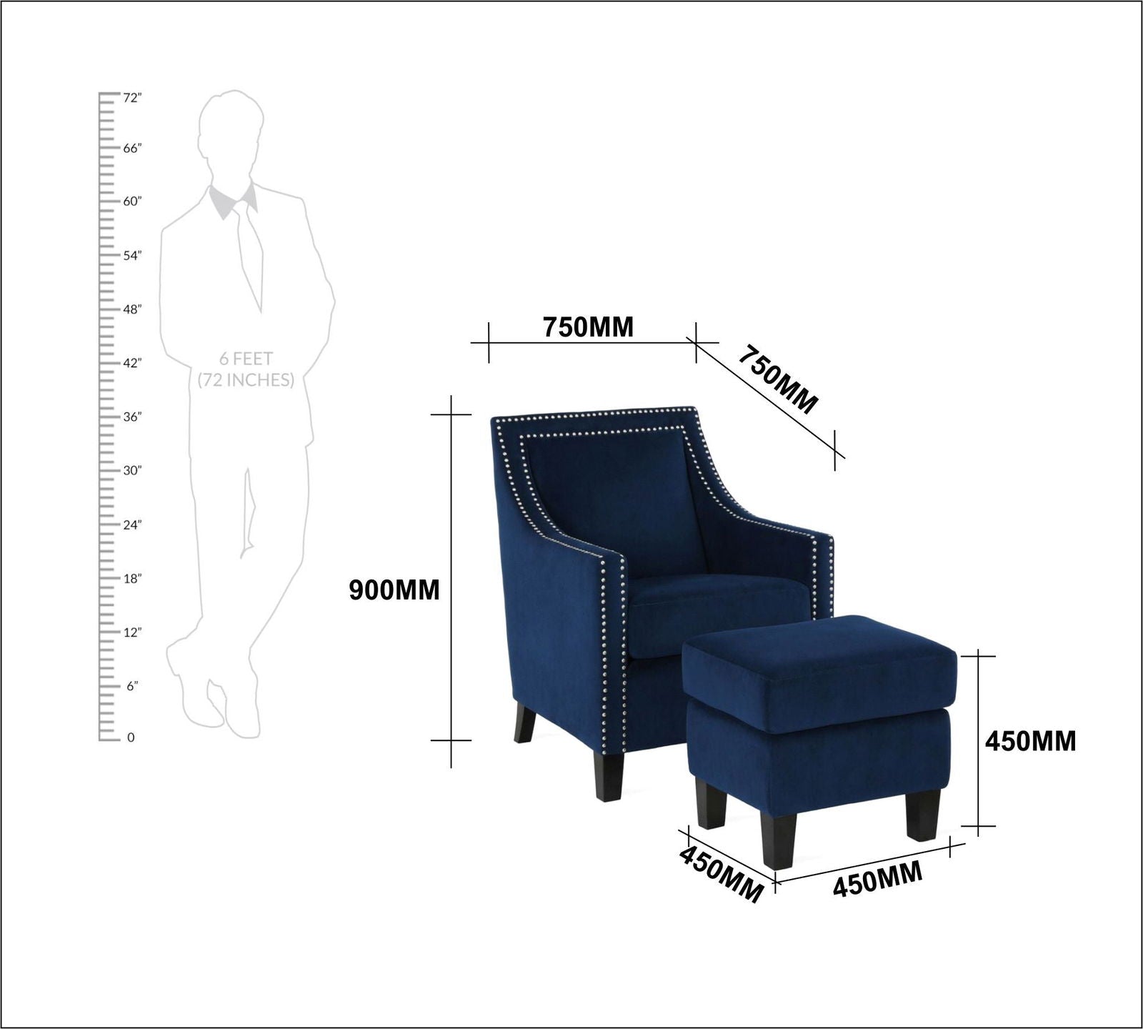 Single Seater Accent Arm Chair with Ottoman -