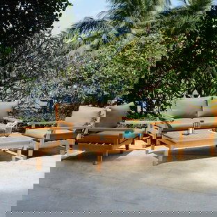 Single Seater Outdoor Chair with Wooden Base -