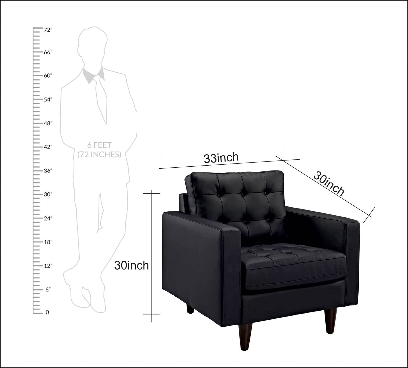 Single Seater Sofa in Wooden Legs Base -