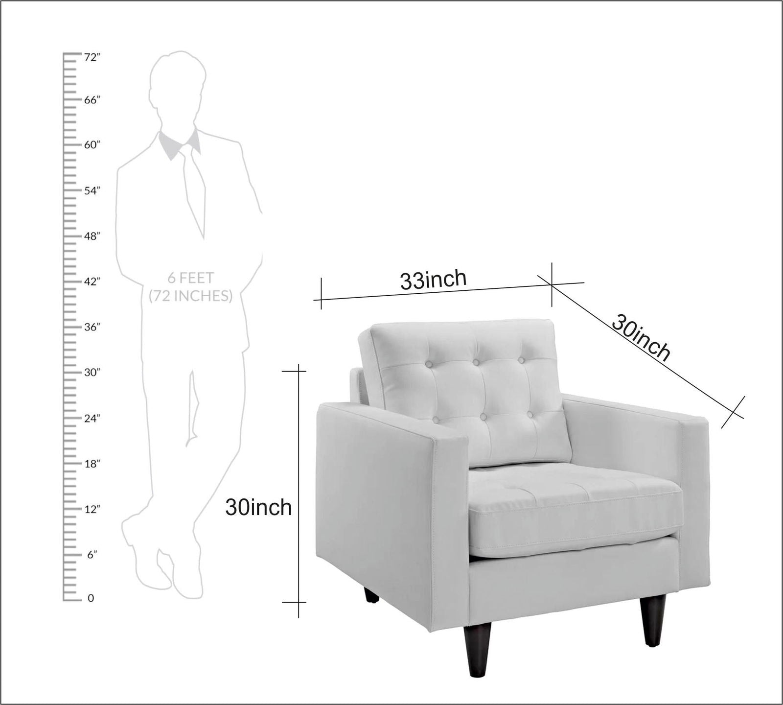 Single Seater Sofa in Wooden Legs Base -
