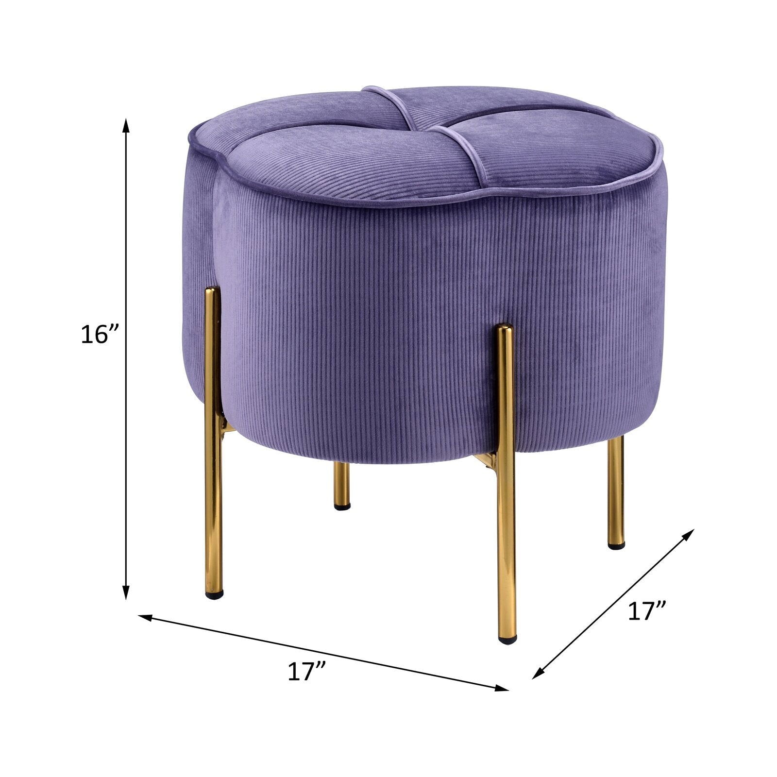 Soft Fabric Upholstery & Metal Base Pouffe -