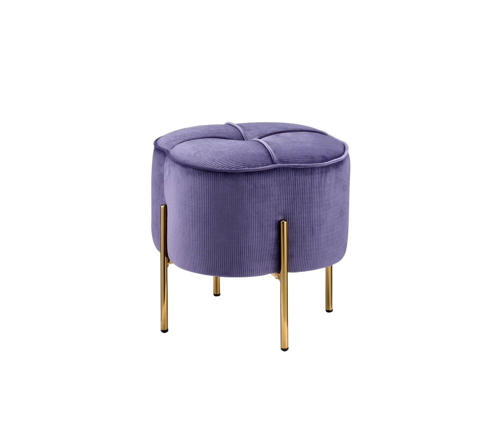 Soft Fabric Upholstery & Metal Base Pouffe -