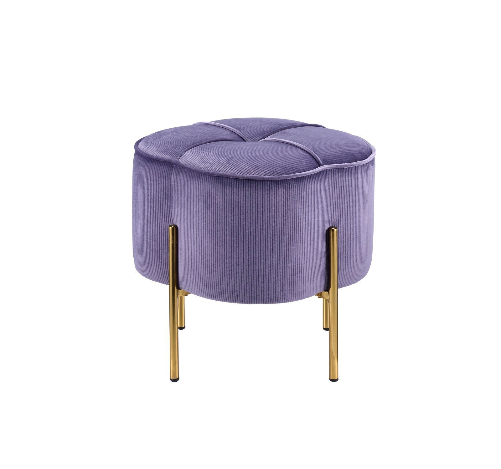 Soft Fabric Upholstery & Metal Base Pouffe -