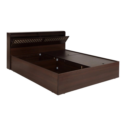 Solid Wood, King Box Bed in Walnut Finish -
