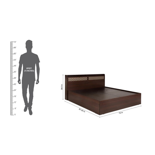 Solid Wood, King Box Bed in Walnut Finish -