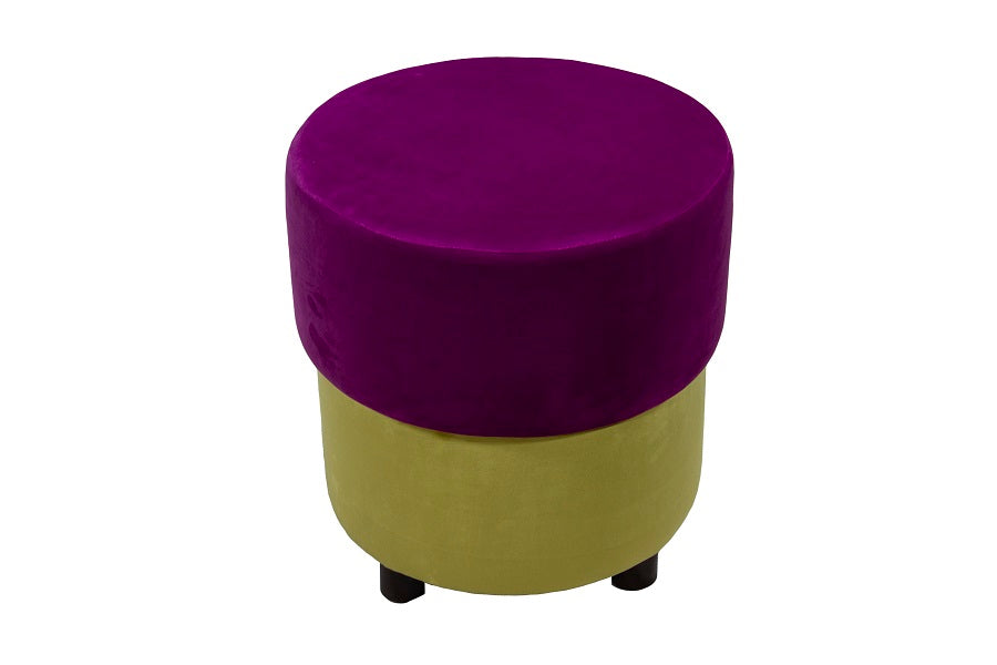 Solid Wooden Frame Dual Color Fabric Pouffe -
