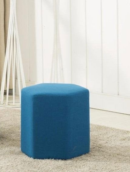 Solid Wooden Frame Fabric Hexagon Pouffe -
