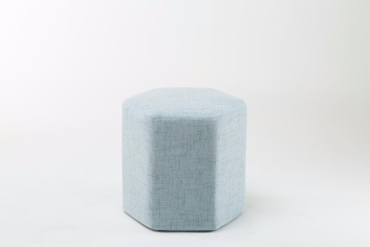 Solid Wooden Frame Fabric Hexagon Pouffe -