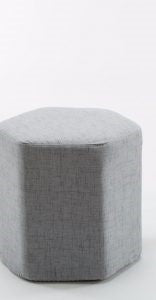Solid Wooden Frame Fabric Hexagon Pouffe -