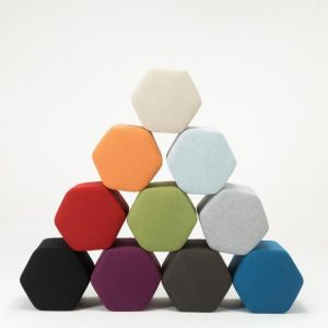 Solid Wooden Frame Fabric Hexagon Pouffe -