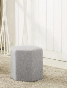 Solid Wooden Frame Fabric Hexagon Pouffe -