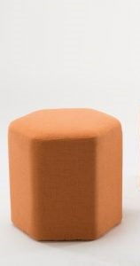 Solid Wooden Frame Fabric Hexagon Pouffe -