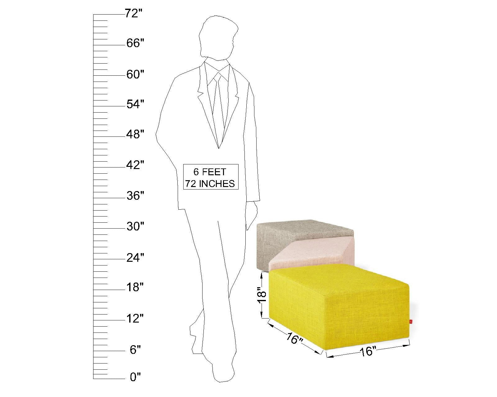 Solid Wooden Frame Fabric Ottoman -