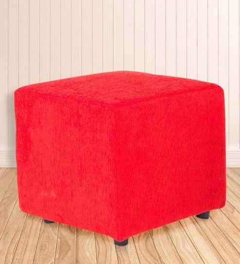 Solid Wooden Frame Fabric Pouffe -