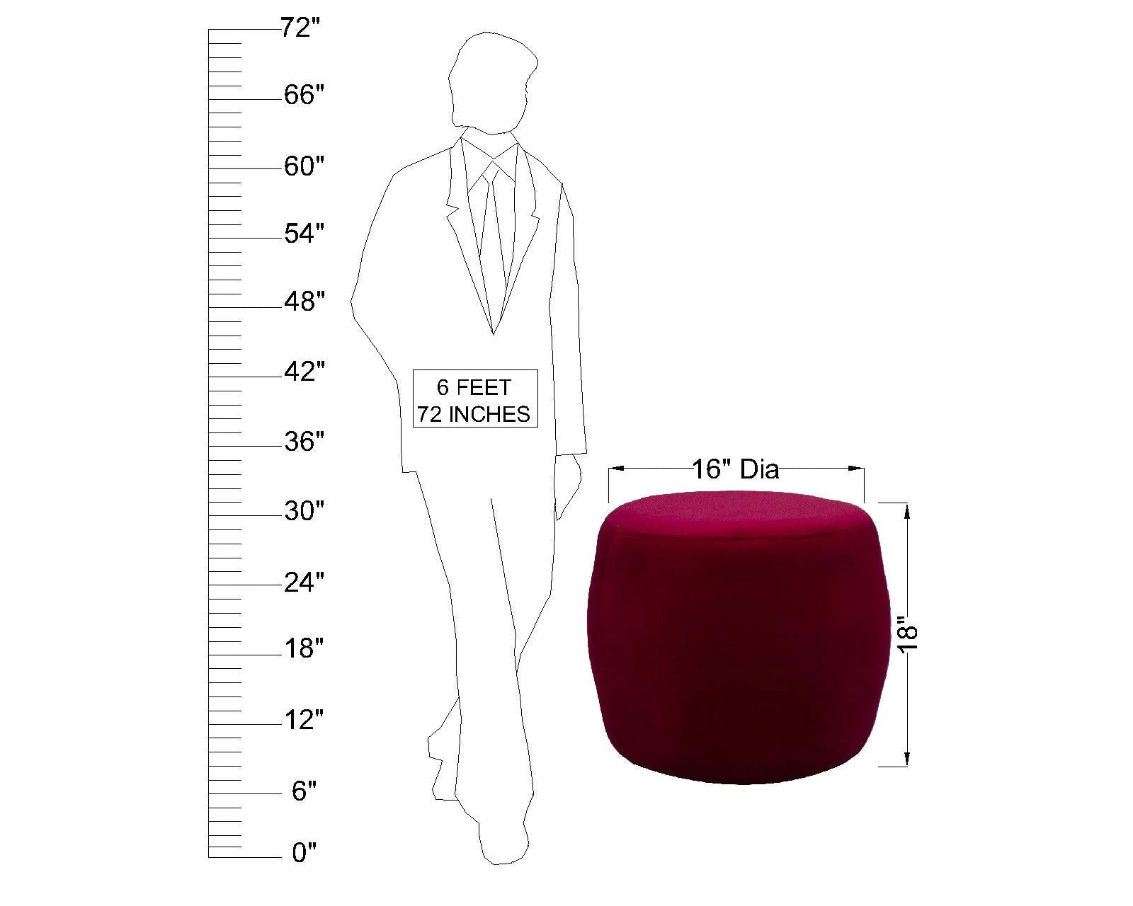 Solid Wooden Frame Fabric Round Pouffe -