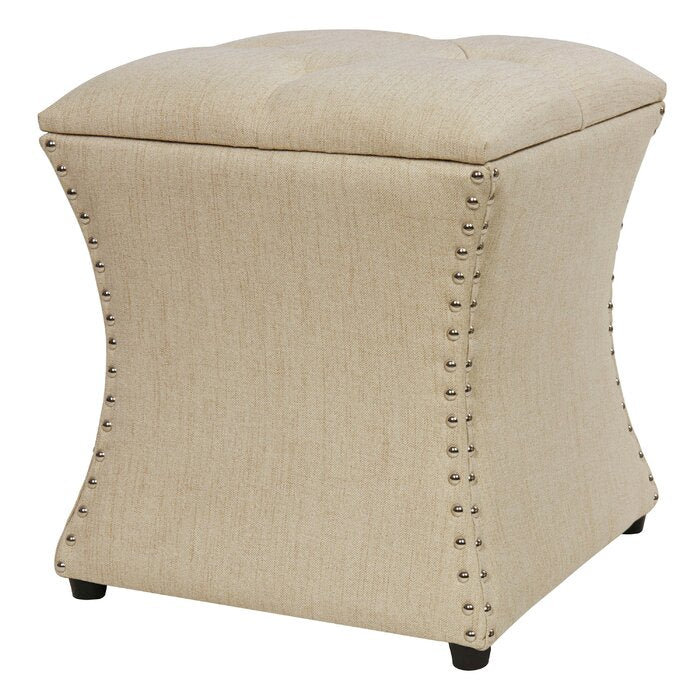 Solid Wooden Frame Fabric Storage Pouffe -
