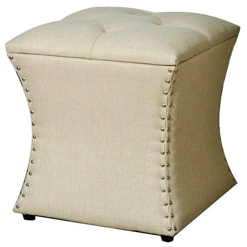 Solid Wooden Frame Fabric Storage Pouffe -