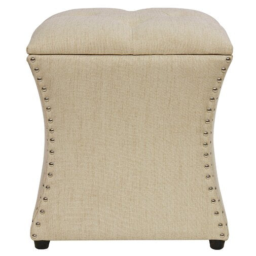 Solid Wooden Frame Fabric Storage Pouffe -