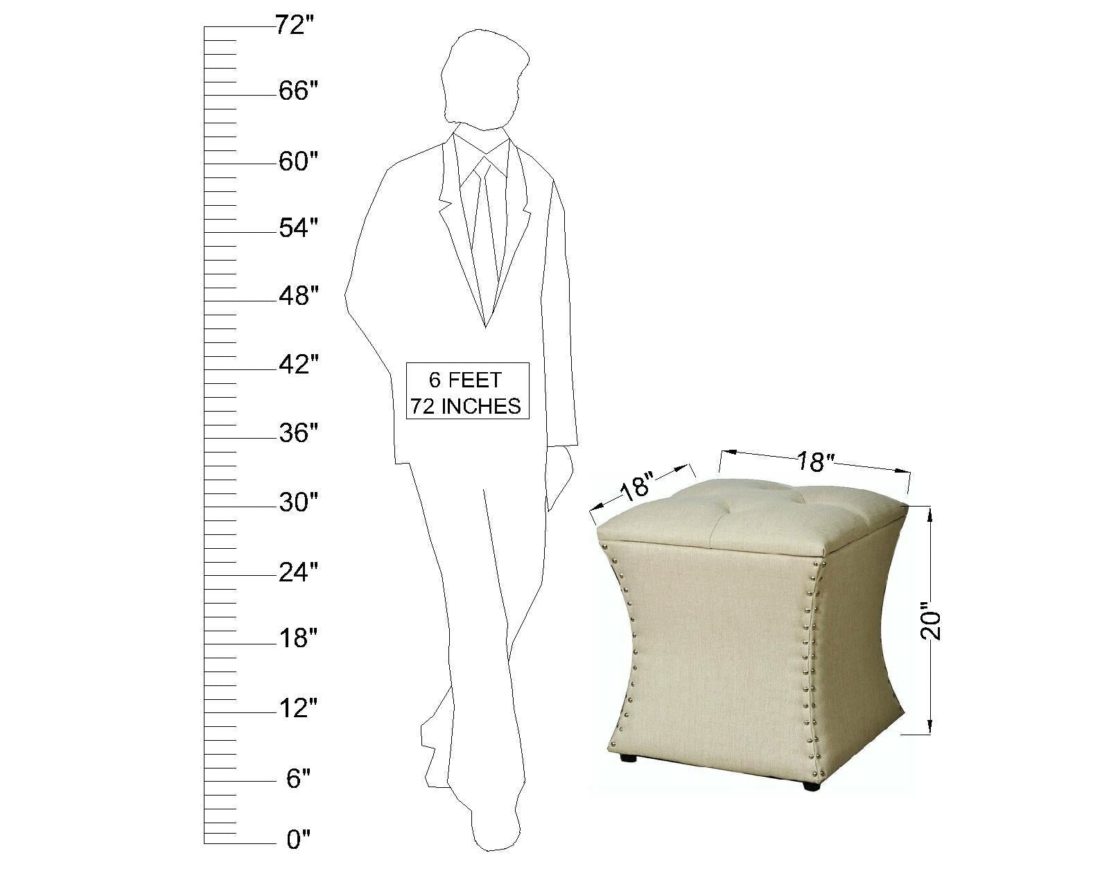 Solid Wooden Frame Fabric Storage Pouffe -