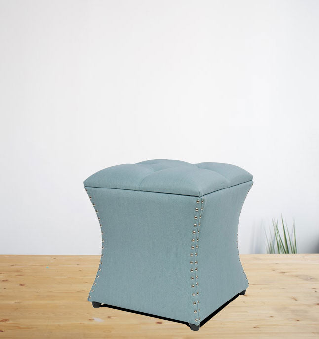 Solid Wooden Frame Fabric Storage Pouffe -
