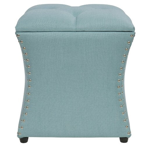 Solid Wooden Frame Fabric Storage Pouffe -