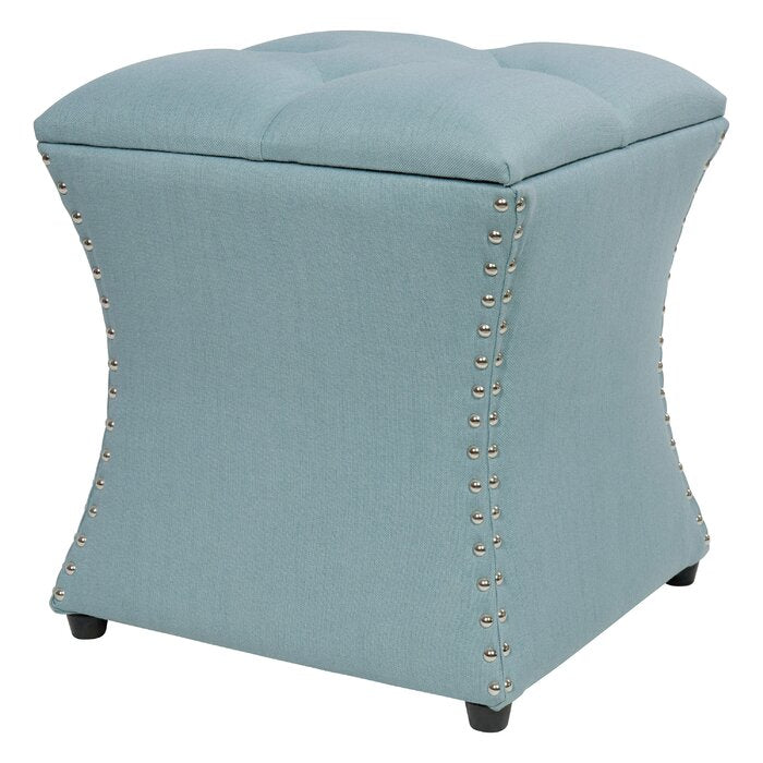 Solid Wooden Frame Fabric Storage Pouffe -