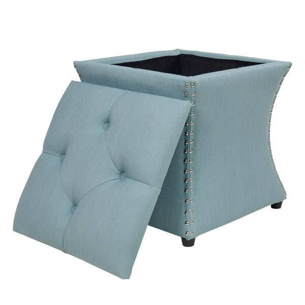 Solid Wooden Frame Fabric Storage Pouffe -