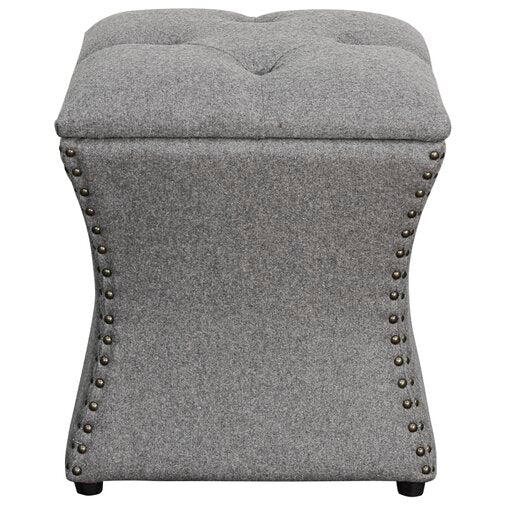 Solid Wooden Frame Fabric Storage Pouffe -