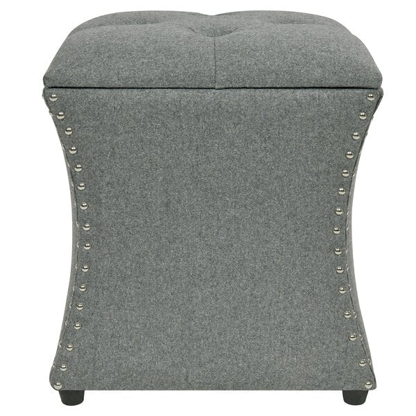 Solid Wooden Frame Fabric Storage Pouffe -