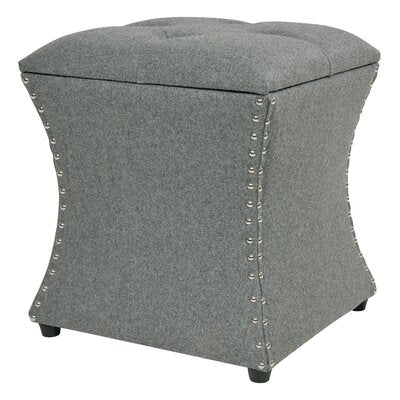 Solid Wooden Frame Fabric Storage Pouffe -