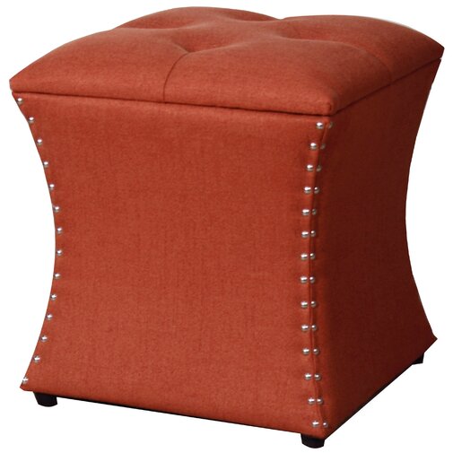 Solid Wooden Frame Fabric Storage Pouffe -