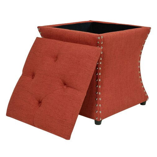 Solid Wooden Frame Fabric Storage Pouffe -
