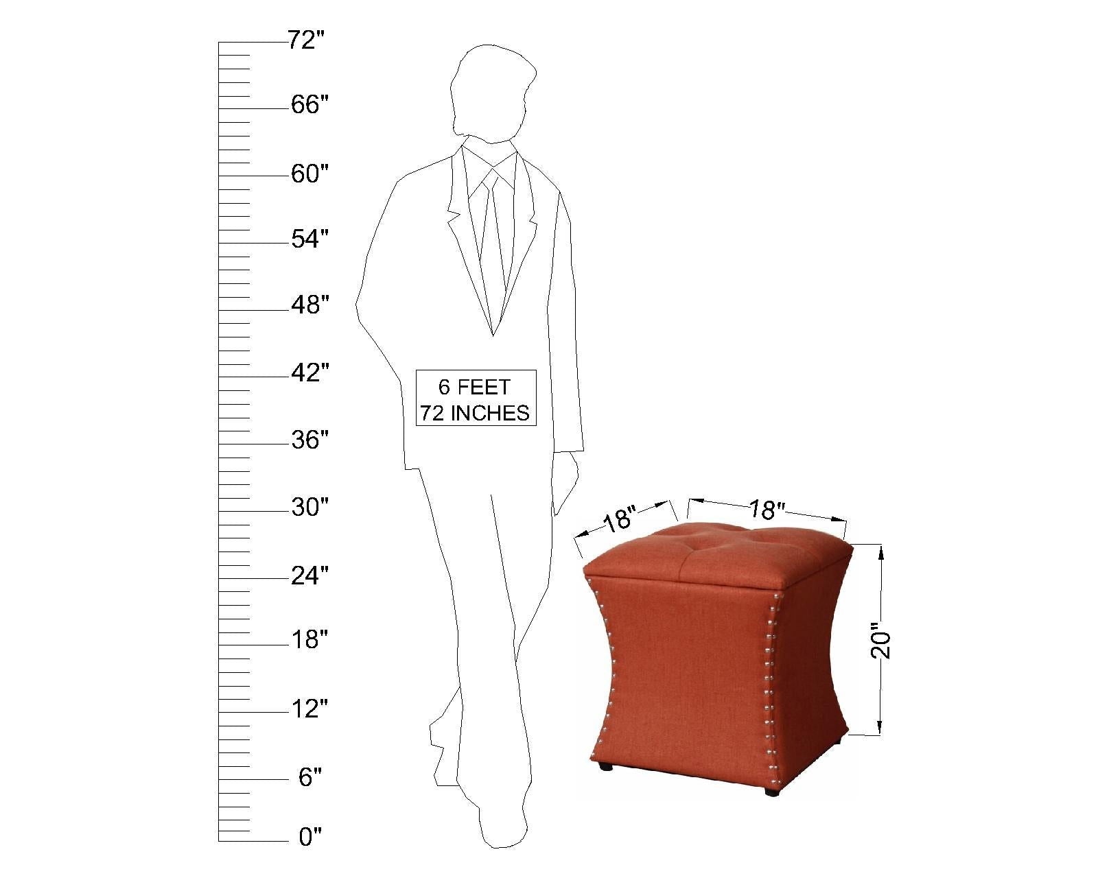 Solid Wooden Frame Fabric Storage Pouffe -