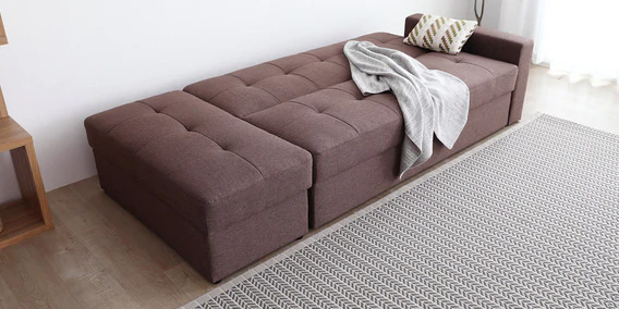 Solid Wooden Frame Fabric Storage Sofa Cum Bed -