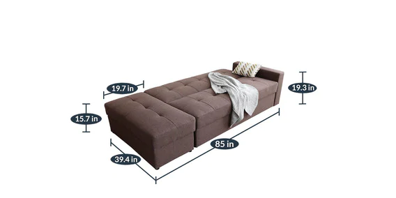 Solid Wooden Frame Fabric Storage Sofa Cum Bed -